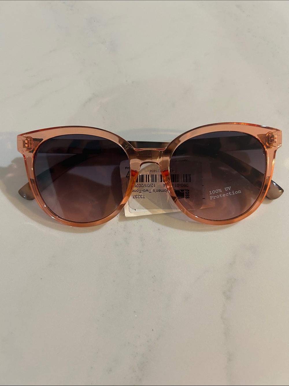 a new day Translucent Pink Round Women's Sunglasses